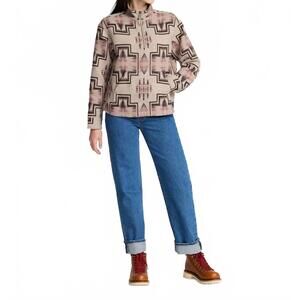 NEW PENDLETON harding cotton chamois half-zip pullover in taupe multi